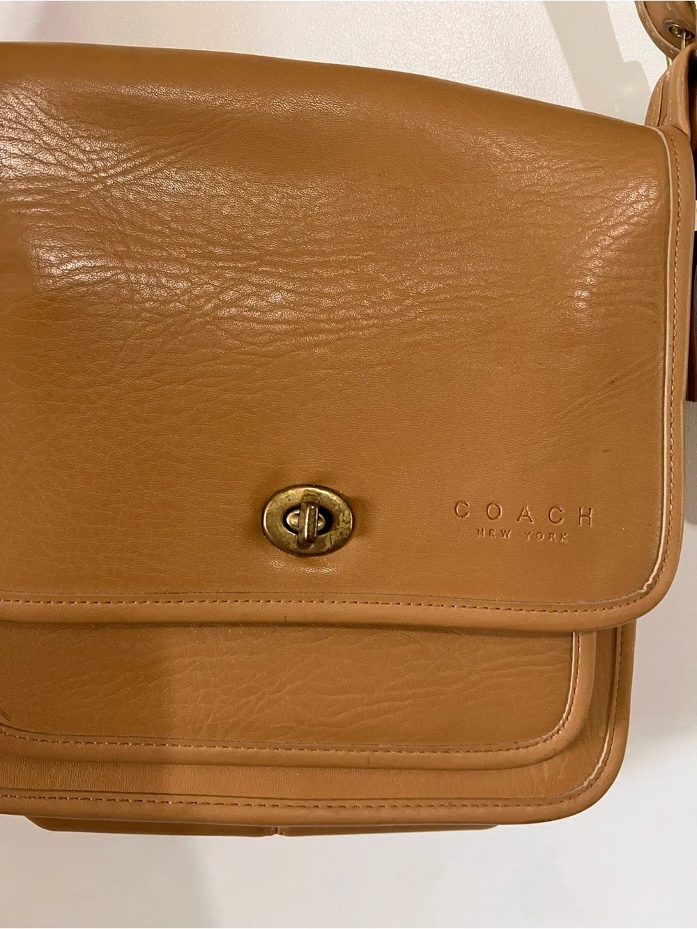 Vintage Coach Tan Leather Crossbody Bag